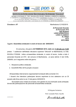 Circ.n.67 Assemblea sindacale (docenti-studenti-ata