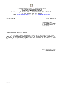 integrazione attivita` di venerdi` 20 febbraio