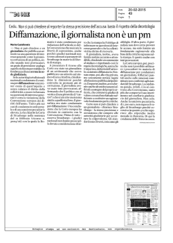 Diffamazione, il giornalista non &egrave; un pm