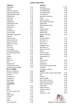Listino Prezzi 2015 - Fedò – Seguiamo il ritmo delle stagioni…