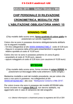 Attività 2015 - Settori Strada e Mtb CHIP PERSONALE DI