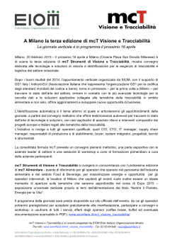 A Milano la terza edizione di mcT Visione e Tracciabilità