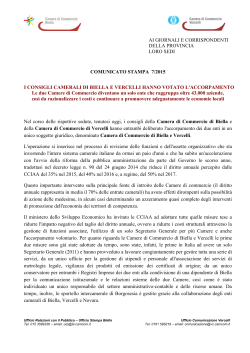 I consigli camerali di Biella e Vercelli hanno votato l`accorpamento