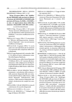 Deliberazione di Giunta Regionale n. 125 del 3 febbraio 2015