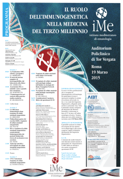 il ruolo dell`immunogenetica nella medicina del terzo millennio