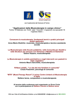 “Applicazioni della Musicoterapia in campo clinico”