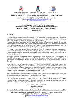 Avviso manifestazione di interesse acquisto terreni comunali