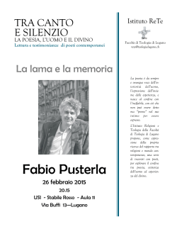 Fabio Pusterla - Facoltà di Teologia di Lugano