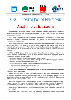 I nostri Fondi pensioni: analisi e valutazioni