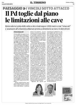 Ii Pd toglie dal piano le limitazioni alle cave