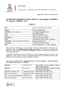 Distributori carburanti - turno sabato 21 e domenica 22 febbraio