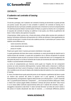 Il subentro nel contratto di leasing