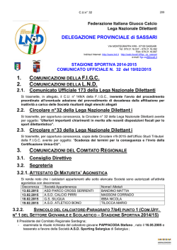 DELEGAZIONE PROVINCIALE di SASSARI 2.1. Comunicato