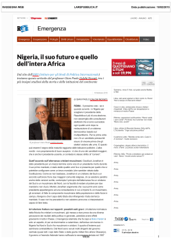 Nigeria, il suo futuro e quello dell`intera Africa