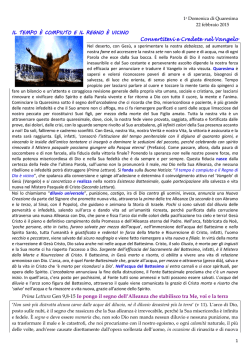 IL TEMPO &Egrave; COMPIUTO E IL REGNO &Egrave; VICINO Convertitevi e