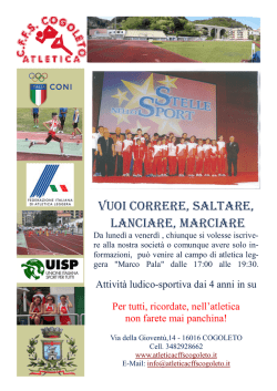 VUOI CORRERE, SALTARE, LANCIARE, MARCIARE