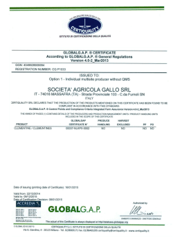 GLOBALG.A.P. ® CERTIFICATE