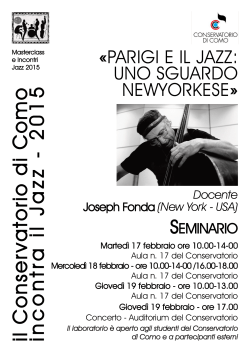 Parigi e il jazz - Conservatorio di Como