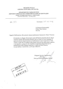 Istanza di trasferimento sede farmacia dr.Vincenzo Musci