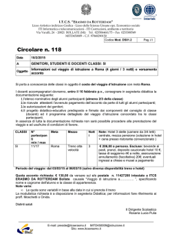 Informazioni sul viaggio di istruzione a Roma (4 giorni / 3 notti)