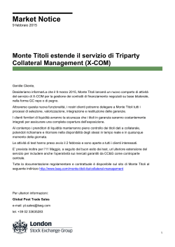 Estensione del servizio di Triparty Collateral Management