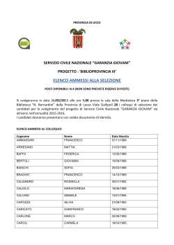 Pubblicazione Elenco Ammessi-Provincia di Lecce 2015