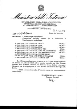 DIPARTIMENTO DELLA PUBBLICA SICUREZZA UFFICIO PER L