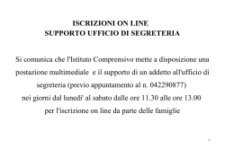 ISCRIZIONI ON LINE - Supporto Ufficio Segreteria