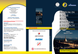 FORUM IN BONE AND MINERAL RESEARCH 15TH Meeting SCIENTIFIC PROGRAM