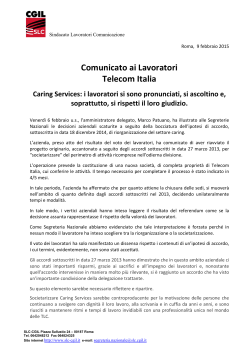 Comunicato ai Lavoratori Telecom Italia