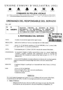 ordinanza n. 14/2015 - comune di bari sardo sito istituzionale