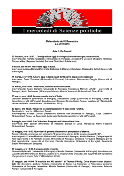 I Mercoled&igrave; di Scienze Politiche - Universit&agrave; degli Studi di Perugia