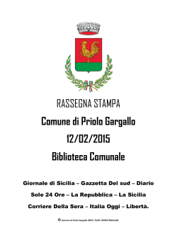 RASSEGNA STAMPA Comune di Priolo Gargallo 12/02/2015