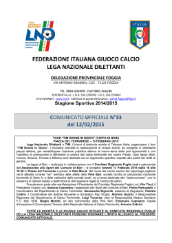 Comunicato Ufficiale Puglia n. 33