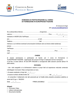 DOMANDA DI PARTECIPAZIONE AL CORSO DI