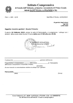 Incontro genitori scuola Primaria di Pietracatella &ndash; 23 febbraio 2015