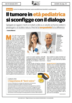 Il tumore in et&agrave; pediatrica si sconfigge con il dialogo