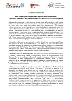 Italia-Albania: parte il progetto Ocse &ldquo;Ispettori fiscali senza frontiere&rdquo;.