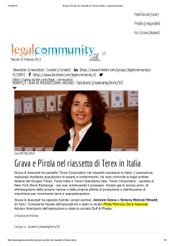Grava e Pirola nel riassetto di Terex in Italia
