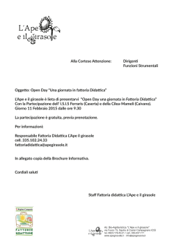 Invito e Programma Open Day " Un Giorno in Fattoria Didattica"