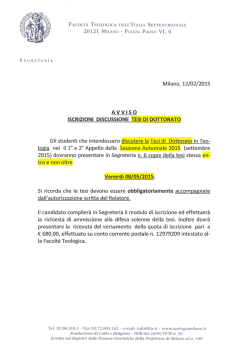 Dottorato - termine iscrizione per Sessione AUTUNNALE 2015