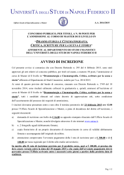 avviso di iscrizione - Università degli Studi di Napoli Federico II