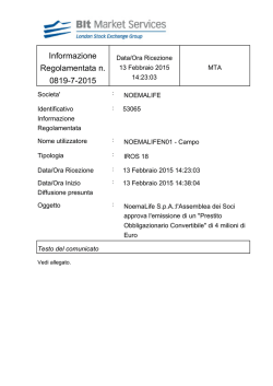 Informazione Regolamentata n. 0819-7-2015 - eMarket Storage