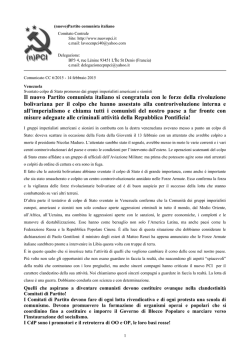 Il nuovo Partito comunista italiano si congratula con le forze