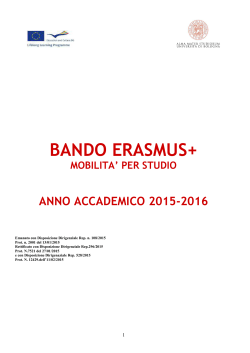 Bando Erasmus+ Studio a.a. 2015/2016