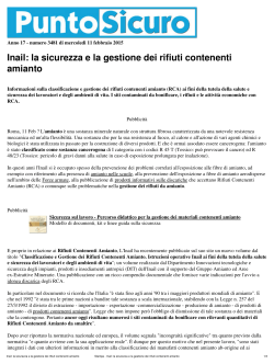 Inail: la sicurezza e la gestione dei rifiuti contenenti