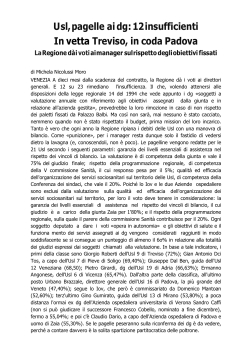 Usl, pagelle ai dg: 12 insufficienti In vetta Treviso