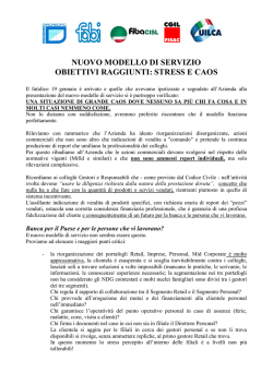 nuovo modello di servizio obiettivi raggiunti: stress e caos