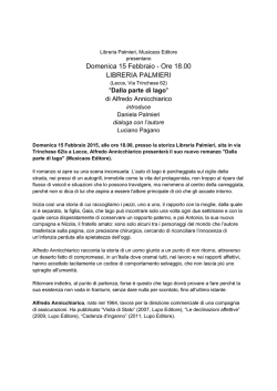 Domenica 15 Febbraio - Ore 18.00 LIBRERIA PALMIERI