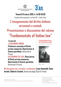 “Fundamentals of Italian law” A cura di